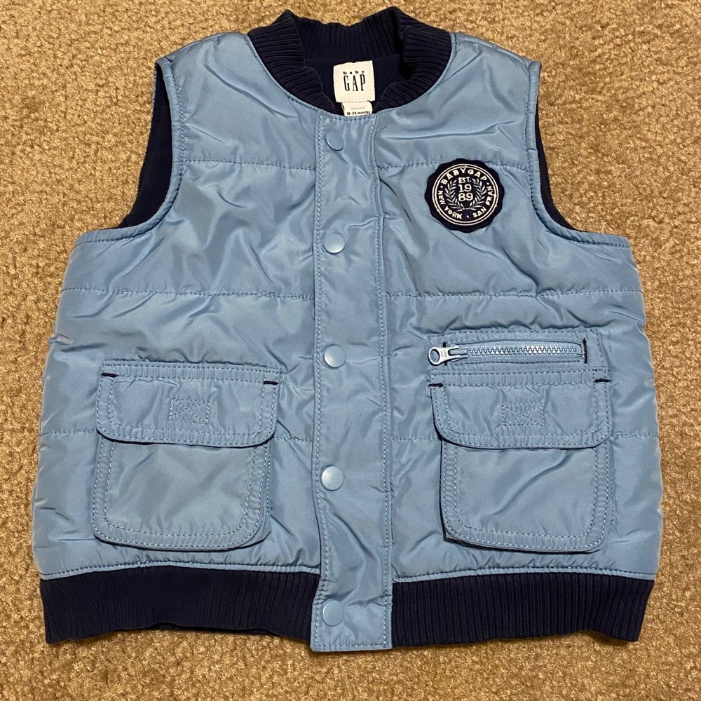 babyGAP Blue Fleece-Lined Vest - Sz. 18-24 mo